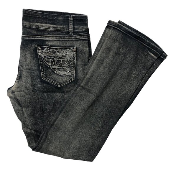 Arco Iris Jeans Womens Size 9 Embellished Pockets Black Denim Pants - Picture 1 of 9